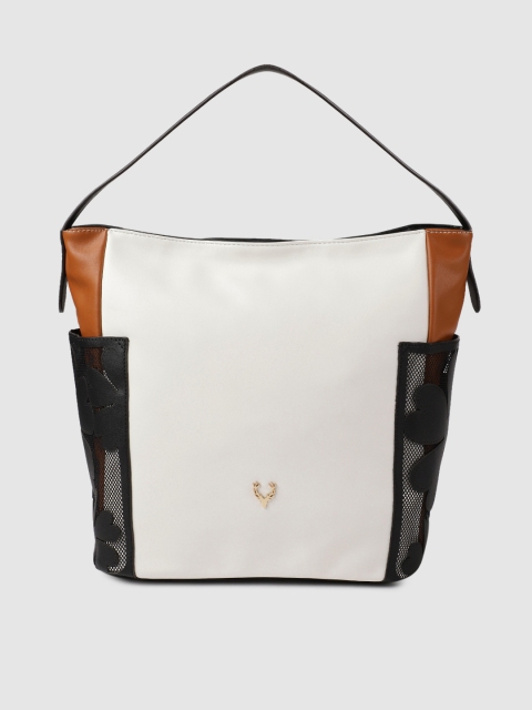 

Allen Solly White & Brown Colourblocked Hobo Bag