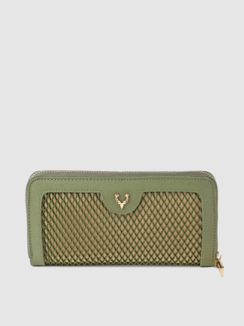 

Allen Solly Women Green Solid Zip Around Wallet