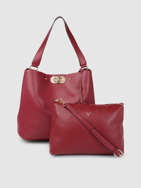 

Allen Solly Burgundy Solid Hobo Bag