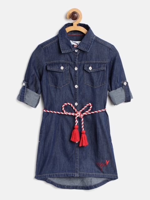 

U.S. Polo Assn. Kids Girls Navy Blue Chambray Shirt Dress