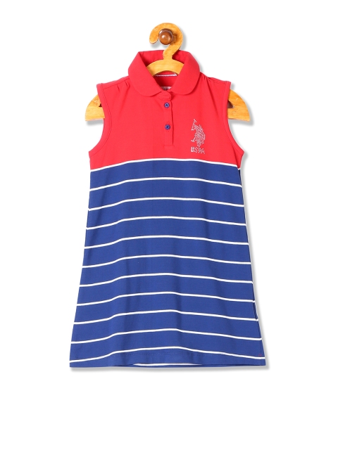 

U.S. Polo Assn. Kids Girls Red Striped A-Line Dress