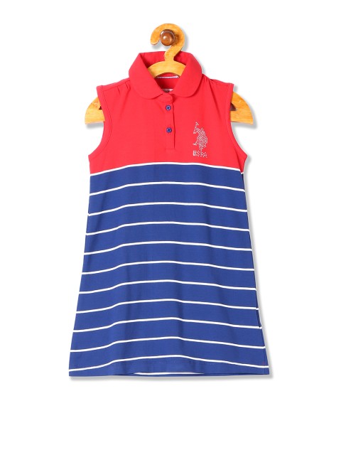 

U.S. Polo Assn. Kids Girls Red & Blue A-Line Dress