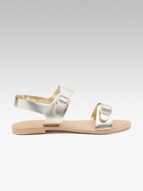

Carlton London Women Gold-Toned Solid Open Toe Flats