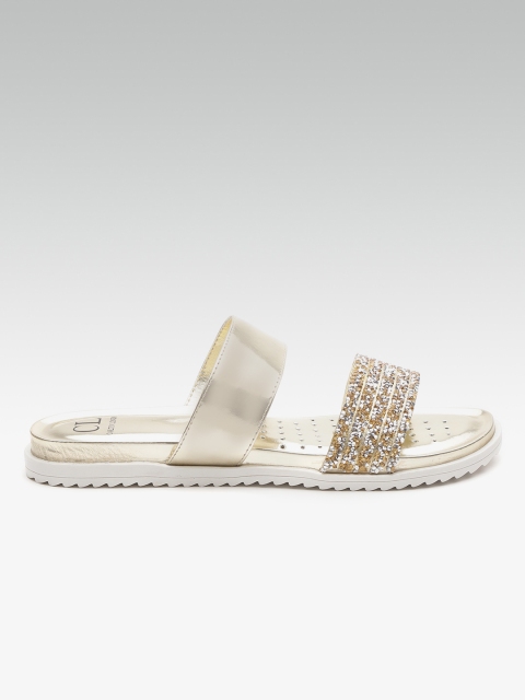 

Carlton London Women Gold-Toned Embellished Open Toe Flats