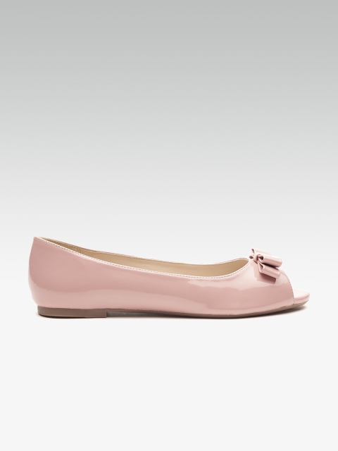 

Carlton London Women Pink Solid Peep-Toe Ballerinas