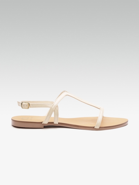 

Carlton London Women Cream-Coloured Solid Open Toe Flats