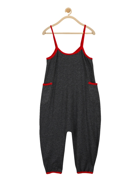 

Olele Girls Grey Self Design Basic Jumpsuit