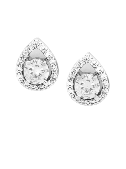 

Forever New Silver-Toned Teardrop Shaped CZ Studs