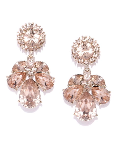 

Forever New Rose Gold-Toned Stone-Studded Contemporary Drop Earrings