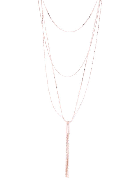 

Forever New Rose Gold-Toned Tasselled Layered Necklace