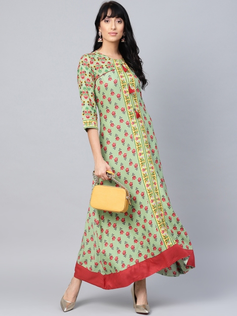 

Shree Women Green & Red Printed Maxi Dress