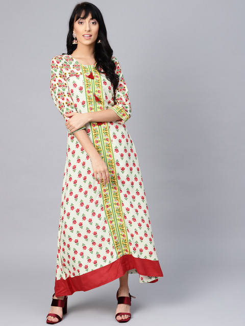 

Shree Women Off-White & Red Printed Maxi Dress