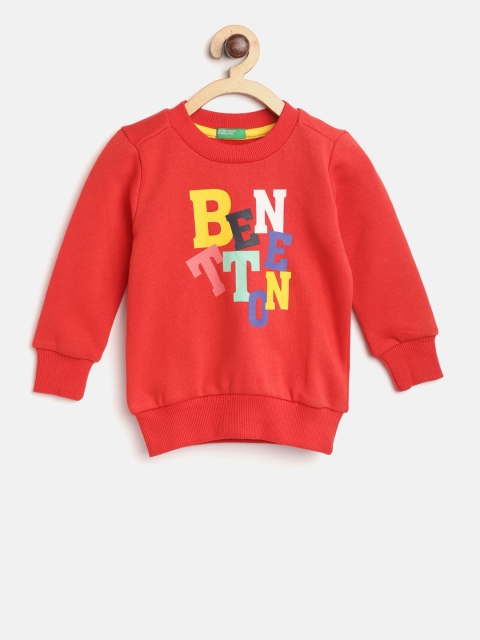 

United Colors of Benetton Boys Orange Printed Sweatshirt