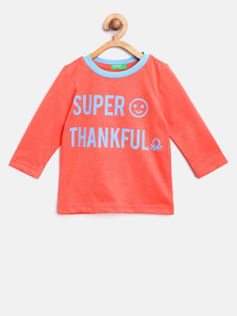 

United Colors of Benetton Boys Red & Blue Printed Round Neck T-shirt
