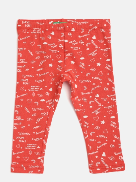 

United Colors of Benetton Girls Red & White Printed Leggings