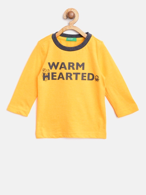 

United Colors of Benetton Boys Yellow Printed Round Neck T-shirt