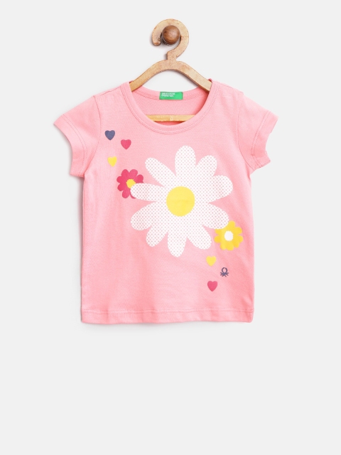 

United Colors of Benetton Girls Pink Printed Round Neck T-shirt