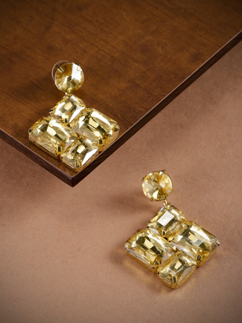 

Zaveri Pearls Gold-Toned Crystal Shine Stone Studded Drop Earrings