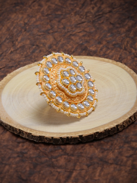 

Zaveri Pearls Women Gold-Toned & White Embellished Finger Ring