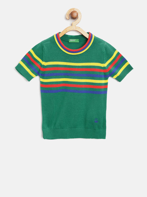 

United Colors of Benetton Boys Green & Red Striped Sweater