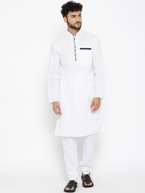 

SG LEMAN Men White Solid Kurta with Churidar