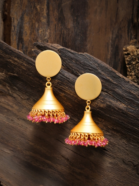 

Zaveri Pearls Gold-Toned & Pink Traditional Jhumkas