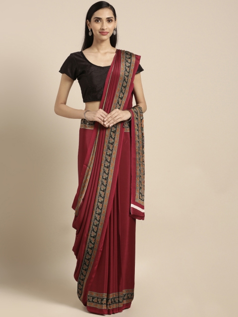 

Pisara Maroon Solid Poly Crepe Saree