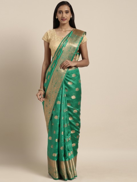 

Pisara Green Silk Cotton Woven Design Chanderi Saree