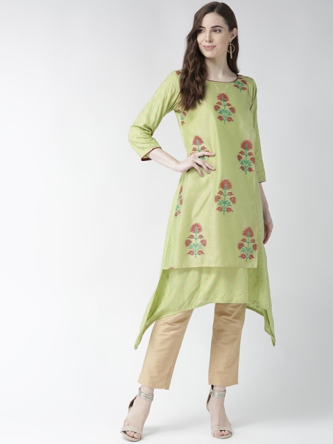 

RANGMAYEE Women Green & Red Printed Asymmetric Layered A-Line Kurta