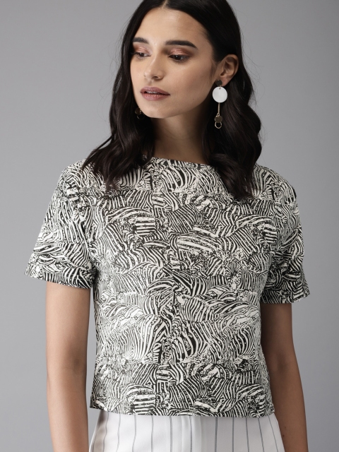 

Moda Rapido Women White Printed Boat Neck T-shirt