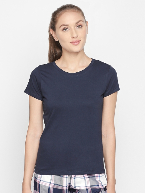 

Dreamz by Pantaloons Women Navy Blue Solid Pure Cotton Top