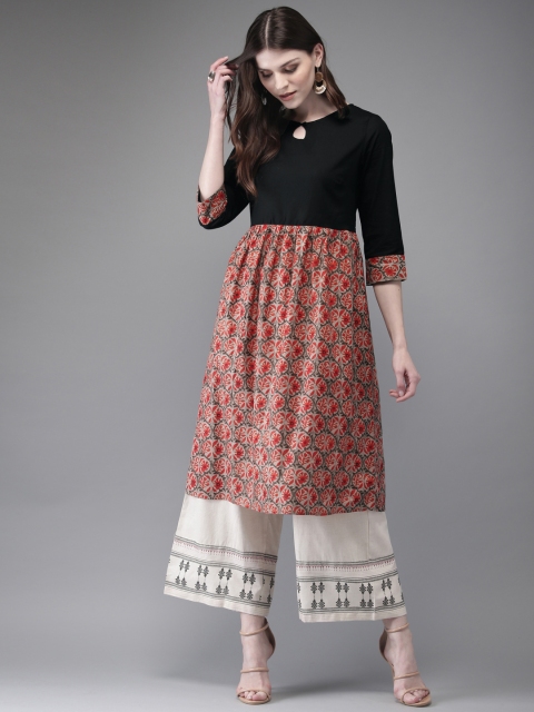 

Anouk Women Black & Red Printed A-Line Kurta