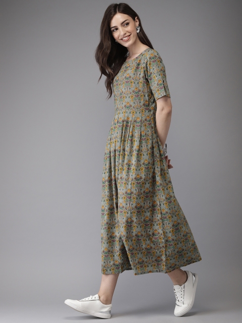 

Anouk Women White & Blue Printed A-Line Kurta