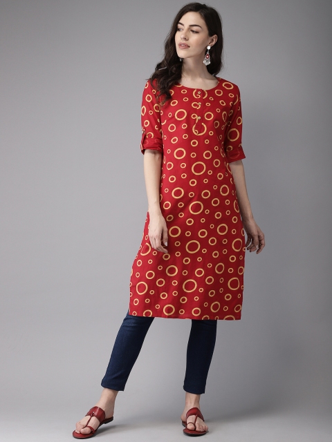 

Anouk Women Red & Beige Printed A-Line Kurta
