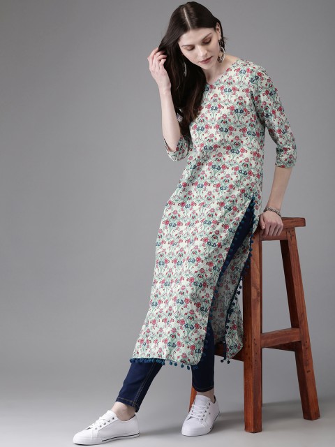 

Anouk Women Multicoloured Printed A-Line Kurta, Multi