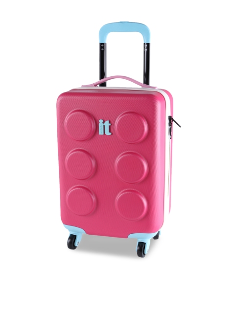 

IT luggage Unisex Pink Textured Hardsided Cabin Trolley Bag