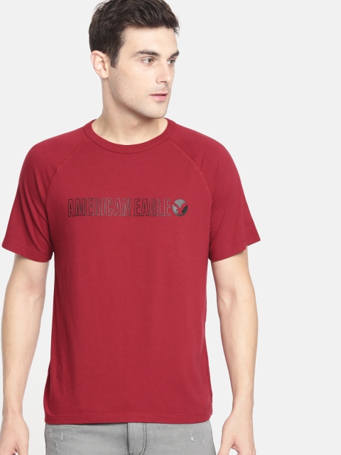 

AMERICAN EAGLE OUTFITTERS Men Red Printed Round Neck T-shirt