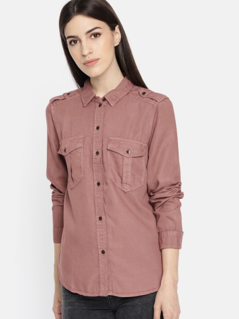 

AMERICAN EAGLE OUTFITTERS Women Taupe Solid Casual Shirt