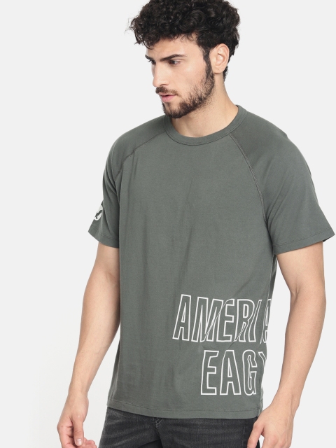 

AMERICAN EAGLE OUTFITTERS Men Grey & White Printed Round Neck T-shirt