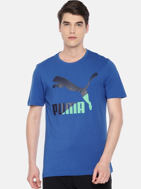 

Puma Men Blue Printed Round Neck Classics Logo T-shirt