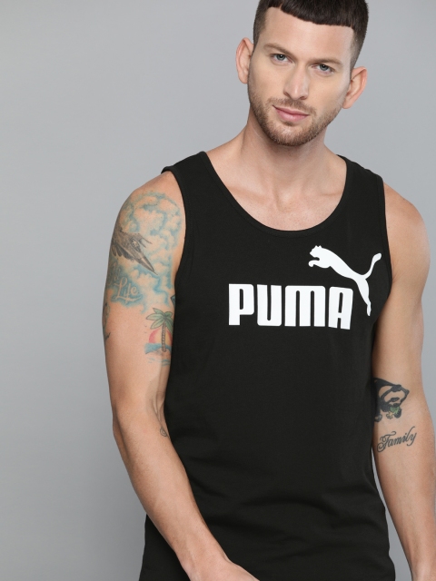 Puma Men Black Printed Regular Fit T-shirt