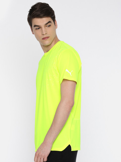 

Puma Men Fluorescent Green Printed Round Neck Reflective Tech Training & Running T-shirt