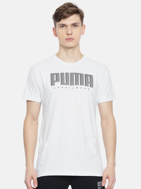 

Puma Men White Printed Athletics Slim Fit Round Neck Tshirt