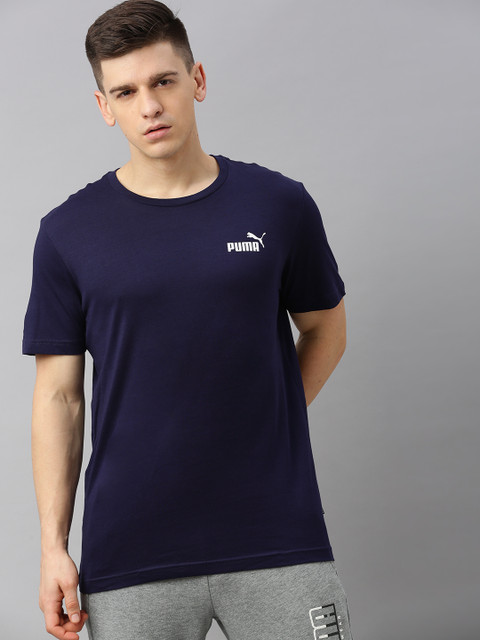 

Puma Men Navy Blue Solid Round Neck T-shirt