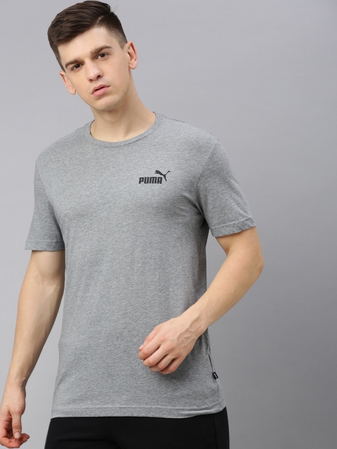 

Puma Men Grey Solid ESS Small Logo Round Neck T-shirt