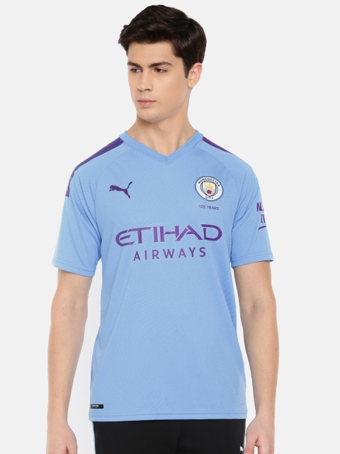 

Puma Men Blue Printed MCFC HOME dryCELL V-Neck T-shirt