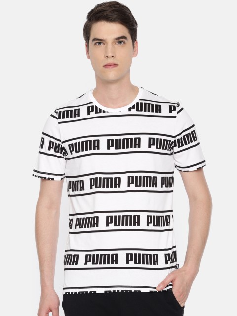 

Puma Men White Black Printed Round Neck Amplified Regular Fit Pure Cotton T-shirt