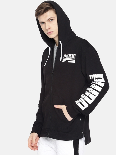 

Puma Men Black Printed Rebel Bold FZ Hoody FL Puma Black Hooded Sweatshirt