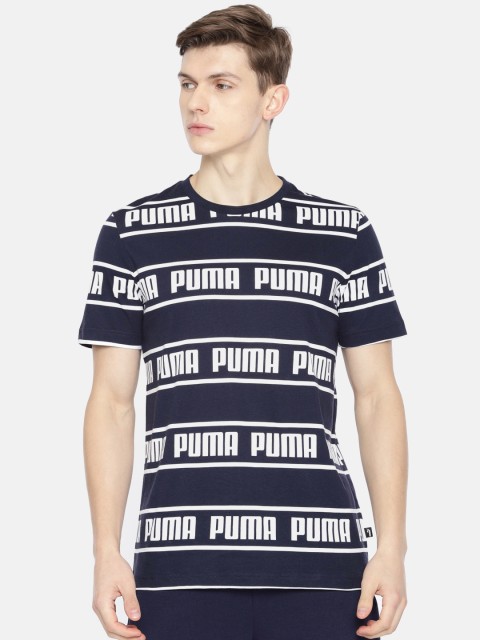 

Puma Men Navy Blue& White Amplified Printed Round Neck T-shirt