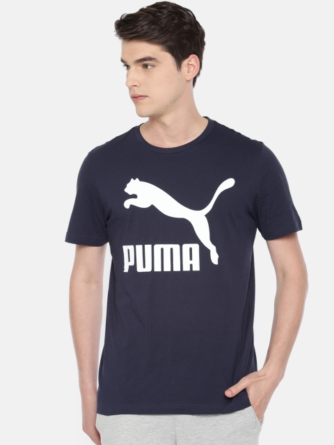 

Puma Men Navy Blue Printed Classics Logo Round Neck T-shirt